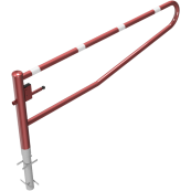 Swiveling gates | for casting in concrete, hot-dip galvanized and red coated with white reflecting stripes | total width: 2500 mm | with triangular lock